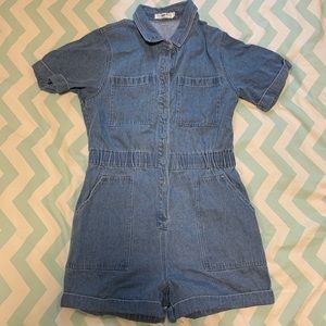 Organic-Cotton Denim Romper